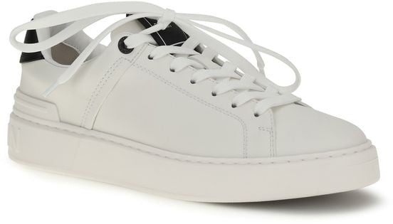 Balmain Black Calf Leather Bos Taurus Low Top Sneakers Zwart
