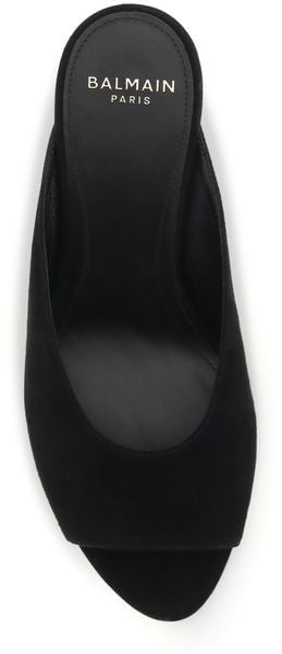 Balmain Black Goatskin Mules Zwart