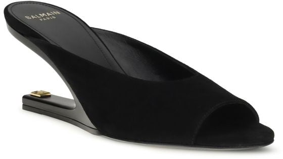 Balmain Black Goatskin Mules Zwart