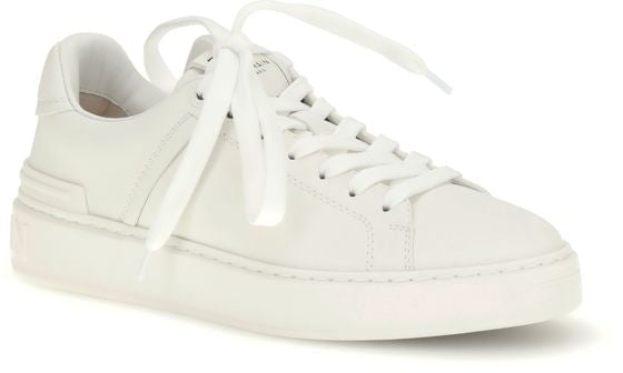 Balmain White Calf Leather Bos Taurus Low Top Sneakers Wit