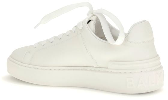 Balmain White Calf Leather Bos Taurus Low Top Sneakers Wit