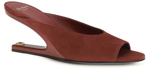 Balmain Bordeaux Goatskin Mules Maroon