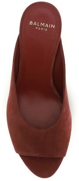 Balmain Bordeaux Goatskin Mules Maroon