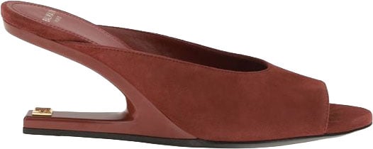 Balmain Bordeaux Goatskin Mules Maroon