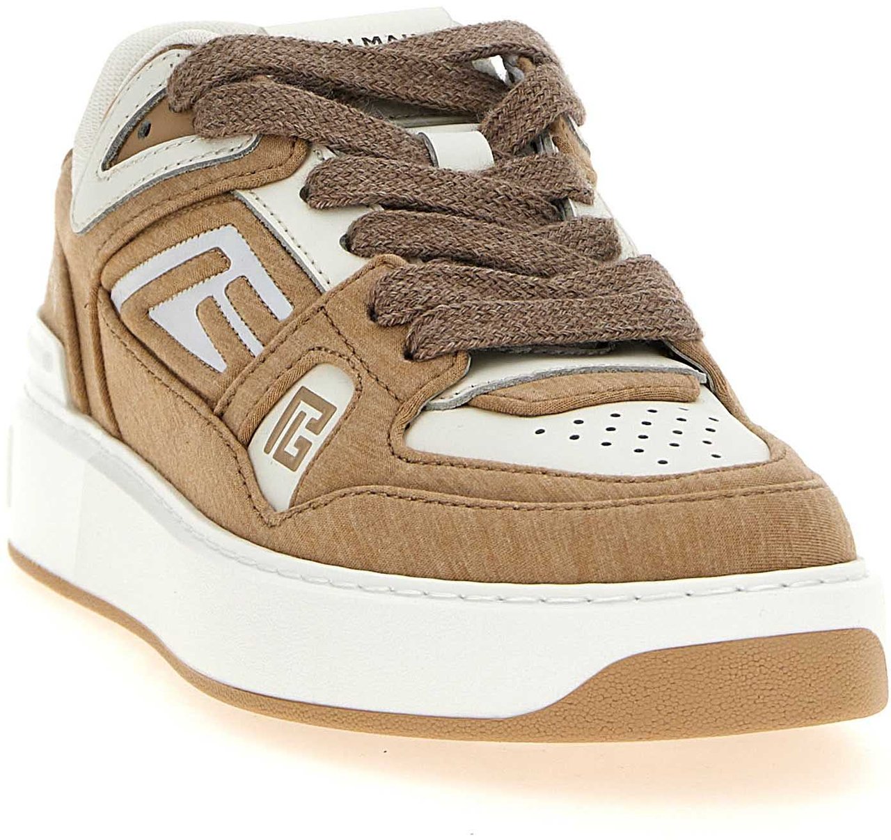 Balmain Beige Polyester Low Top Sneakers Beige