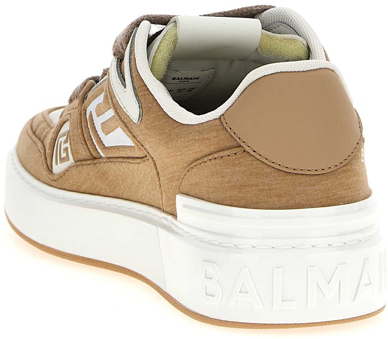 Balmain Beige Polyester Low Top Sneakers Beige