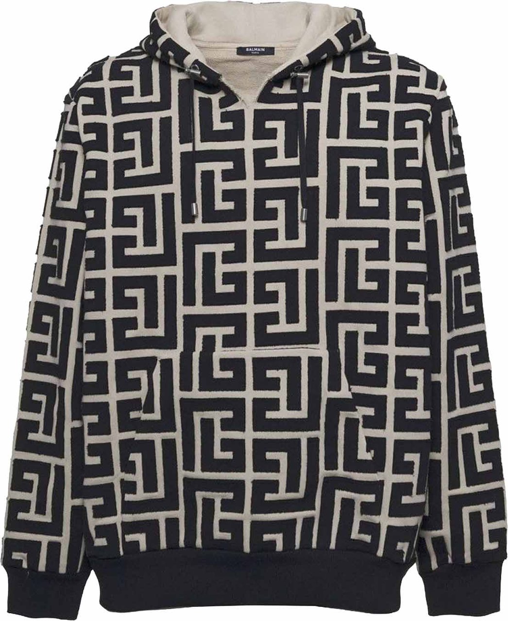 Balmain Balmain Monogrammed Hooded Sweatshirt Beige