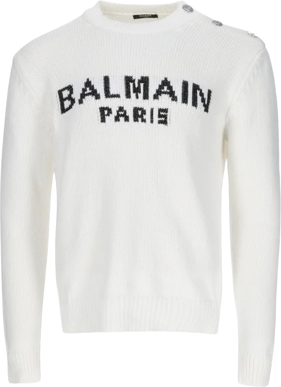 Balmain Cotton Logo Sweater Wit