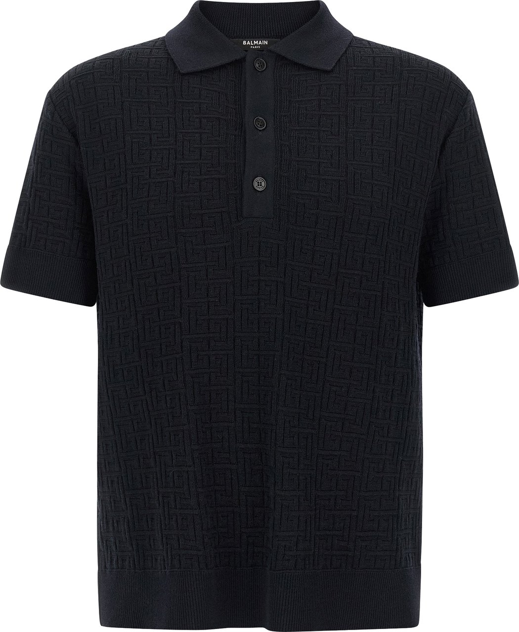 Balmain Blue Wool Polo Shirt Blauw