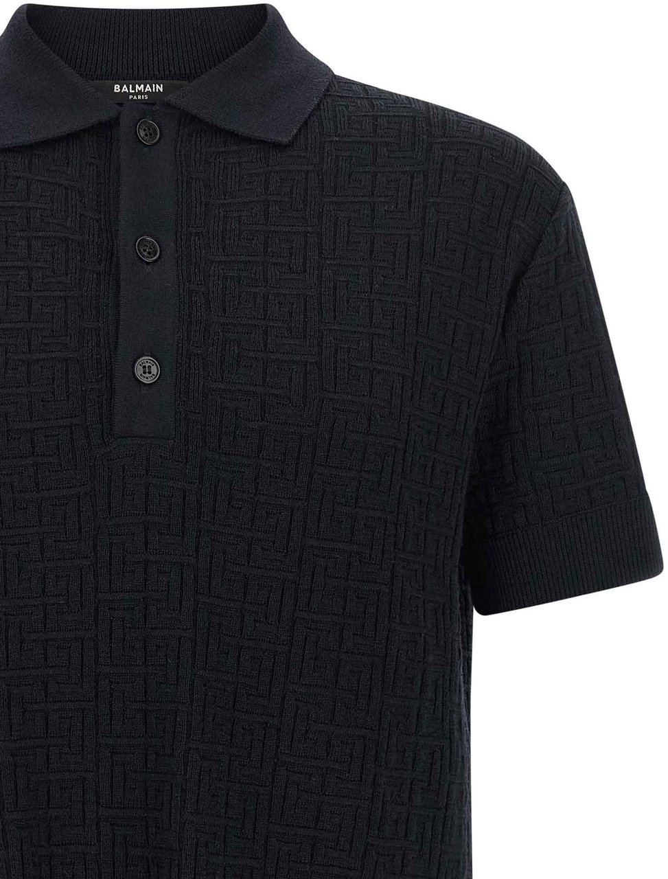 Balmain Blue Wool Polo Shirt Blauw