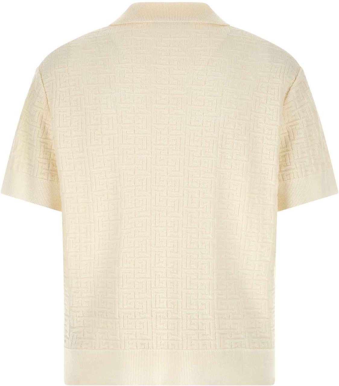Balmain White Wool Polo Shirt Wit