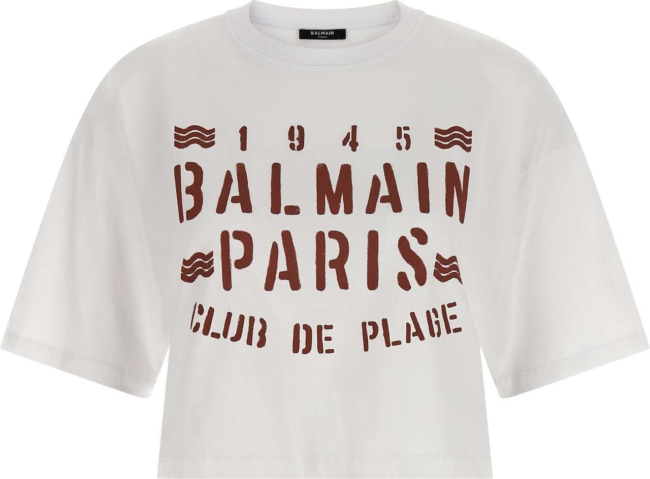 Balmain White Cotton T-Shirt Wit