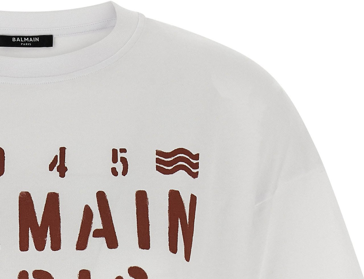 Balmain White Cotton T-Shirt Wit
