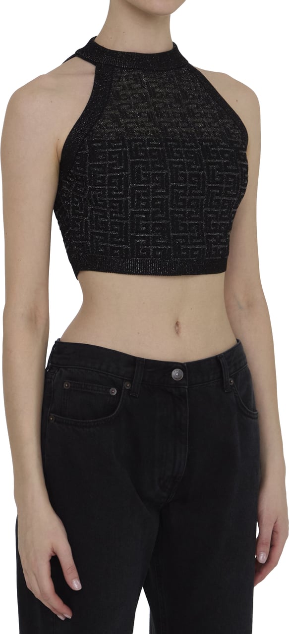 Balmain PB Labyrinth knit top Zwart