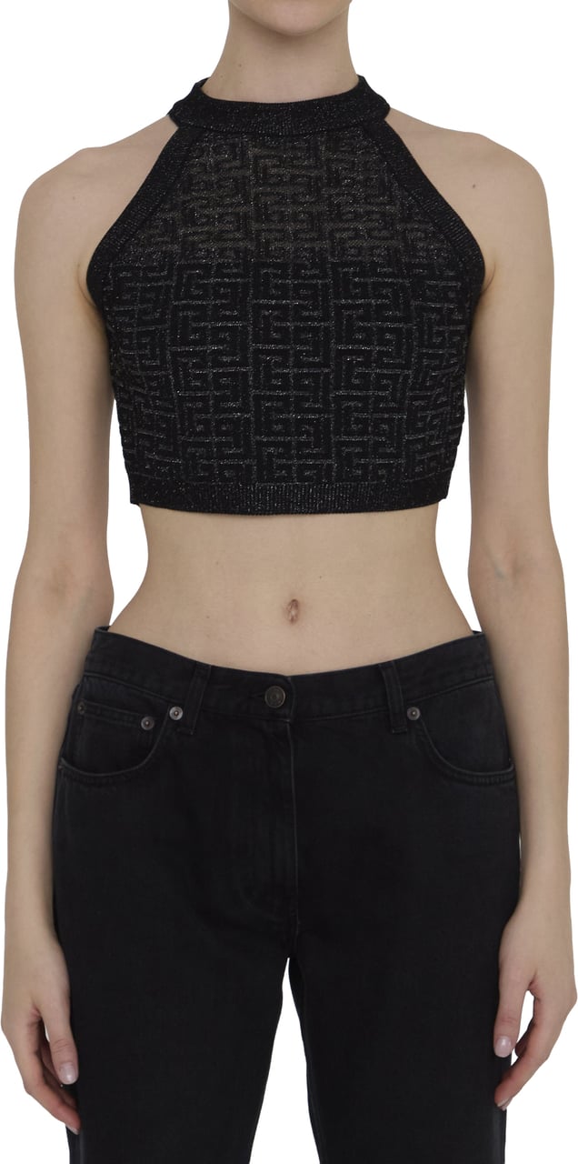 Balmain PB Labyrinth knit top Zwart