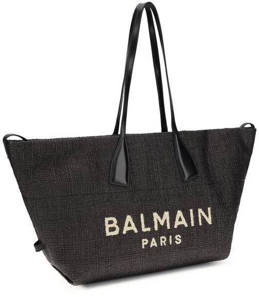Balmain Balmain Black Raffia Shoulder Bag Zwart