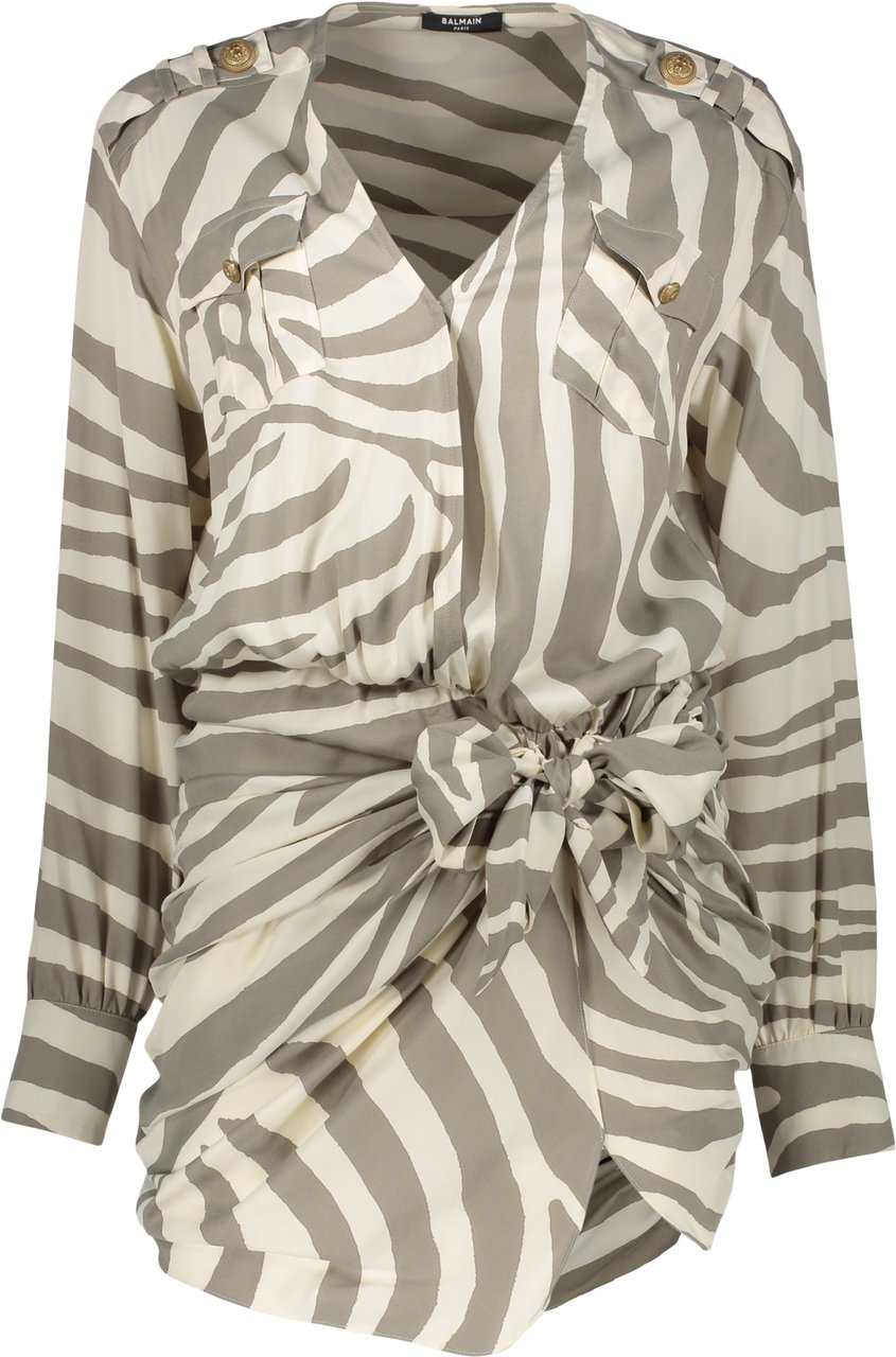 Balmain Printed dress Beige