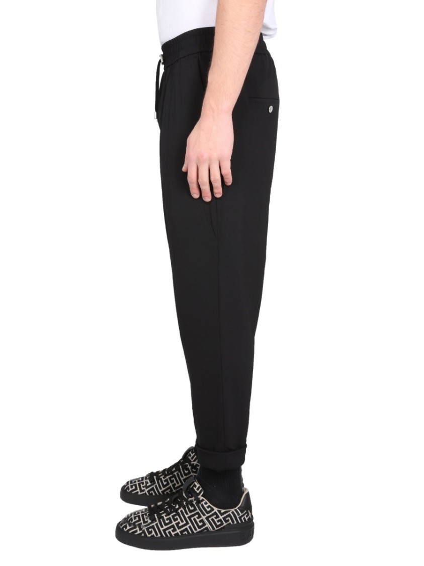 Balmain Relaxed Fit Black Wool Pants Zwart