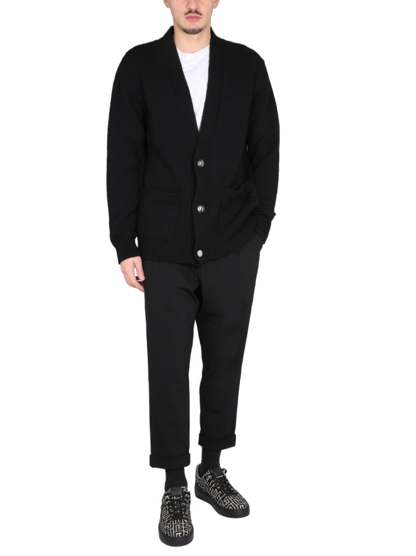 Balmain Relaxed Fit Black Wool Pants Zwart