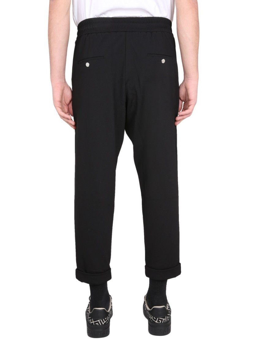 Balmain Relaxed Fit Black Wool Pants Zwart