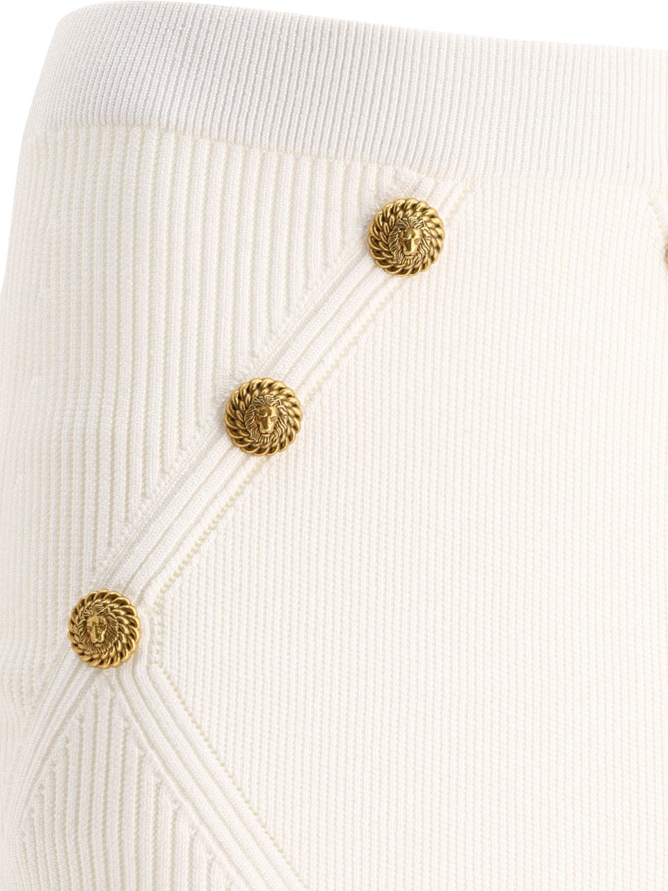 Balmain Knitted skirt with buttons Wit