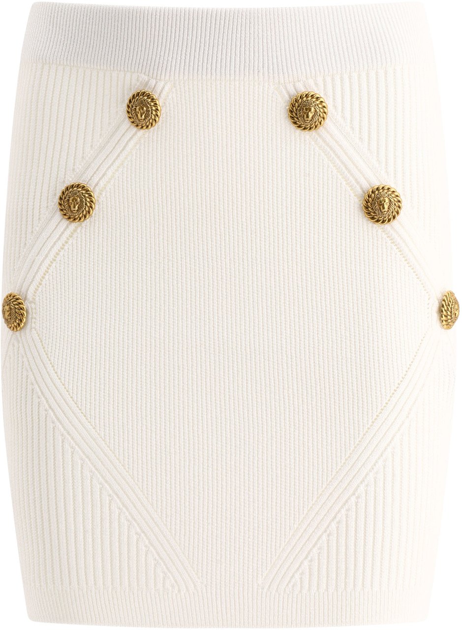 Balmain Knitted skirt with buttons Wit
