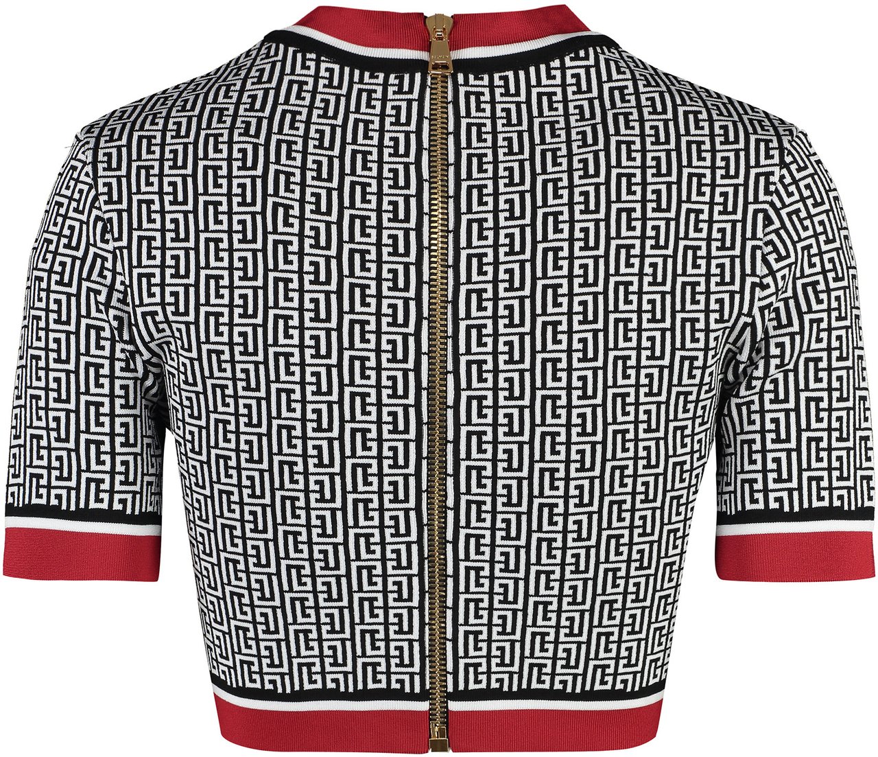 Balmain Jacquard crop top Zwart