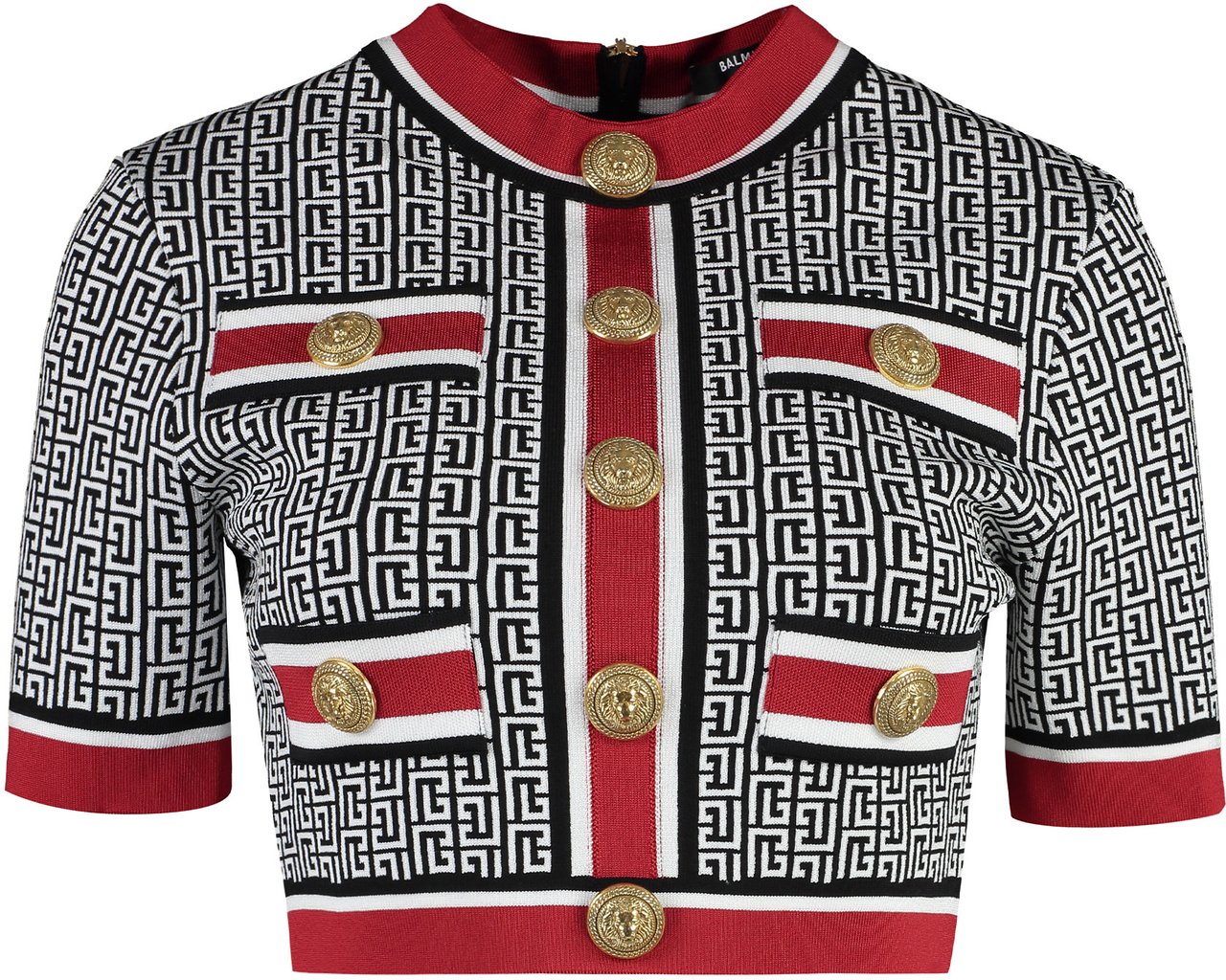 Balmain Jacquard crop top Zwart