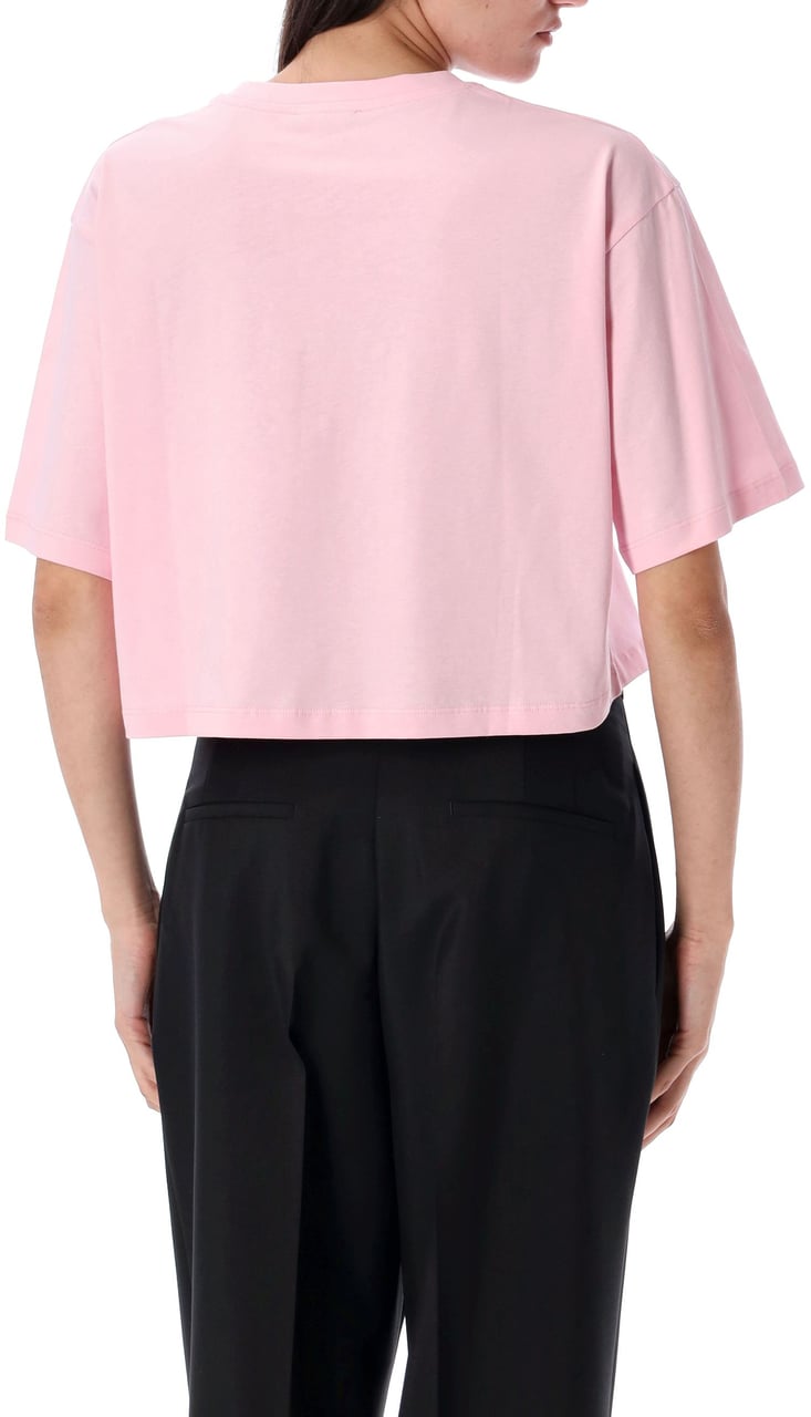 Balmain Cropped Tee Logo Bianco Wit