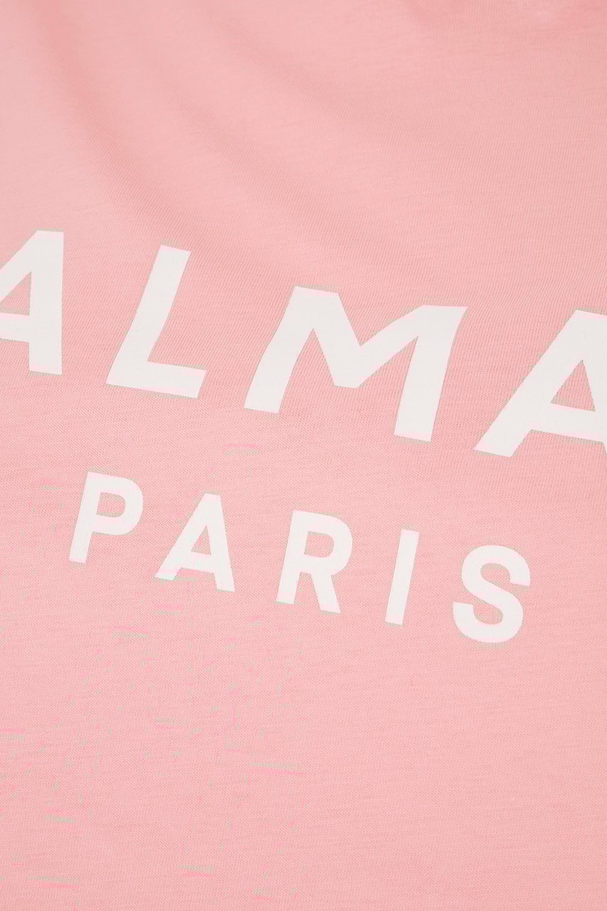 Balmain Cropped Tee Logo Bianco Wit