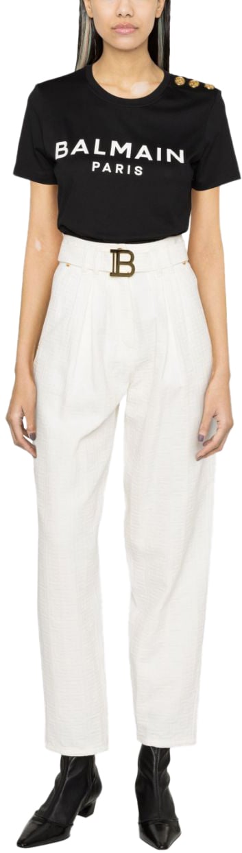 Balmain Top Noir Blanc Zwart