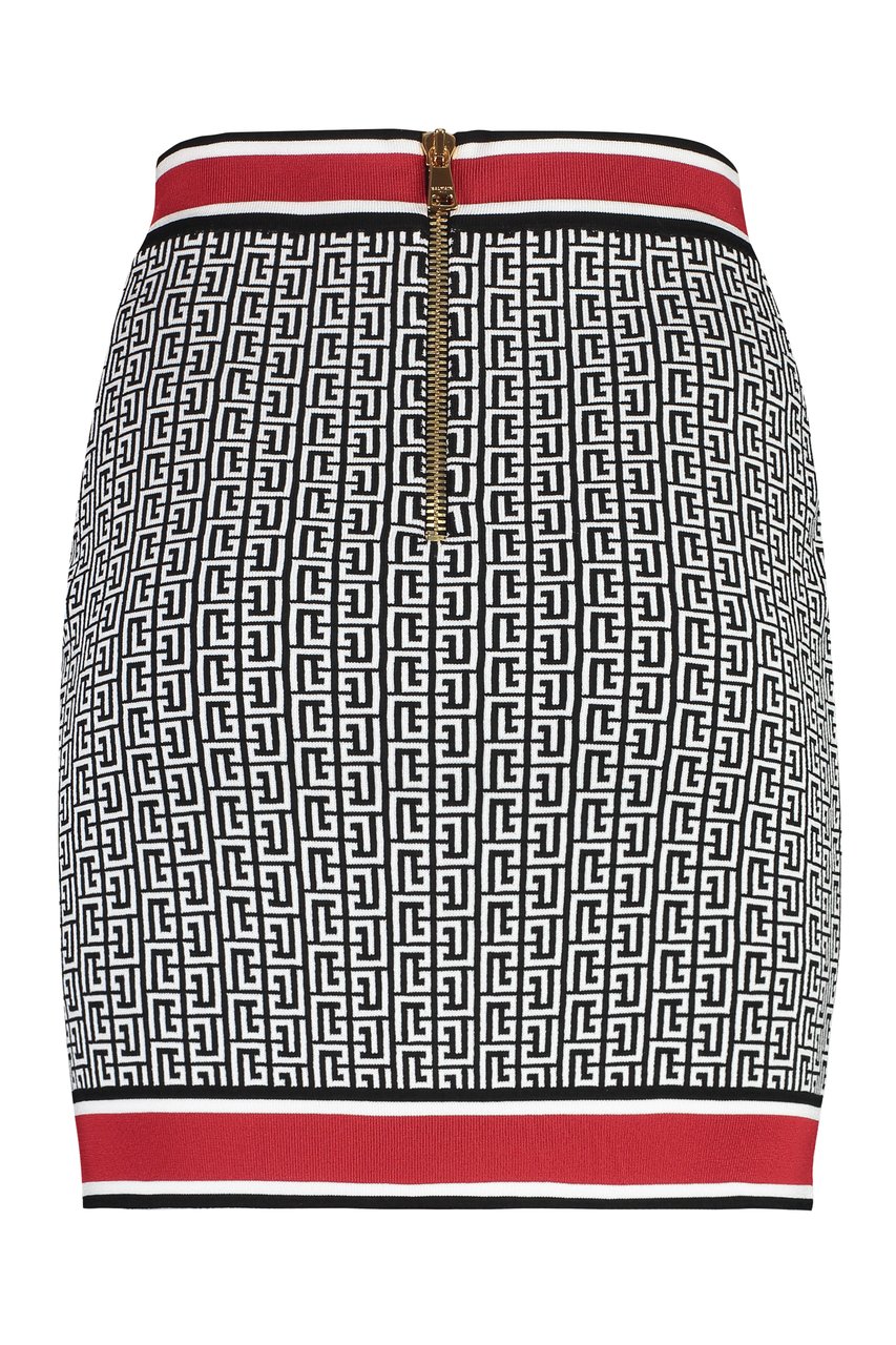 Balmain Jacquard knit skirt Zwart