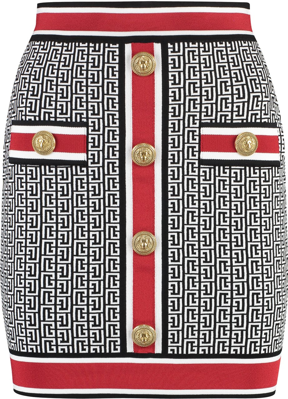 Balmain Jacquard knit skirt Zwart