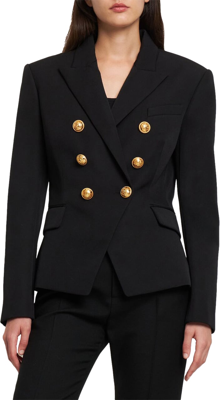 Balmain Elegant black blazer with gold buttons Zwart