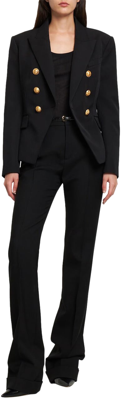 Balmain Elegant black blazer with gold buttons Zwart
