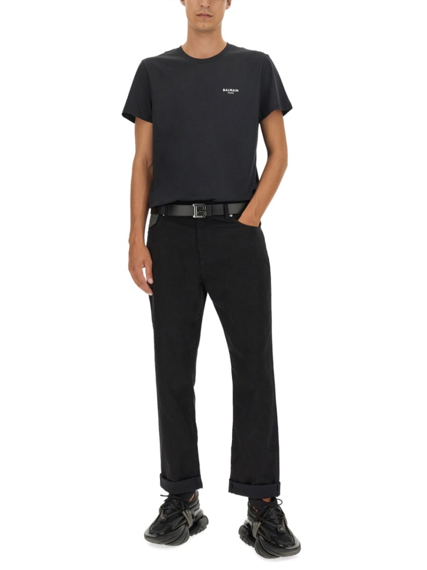 Balmain Regular Fit Black Denim Jeans Zwart