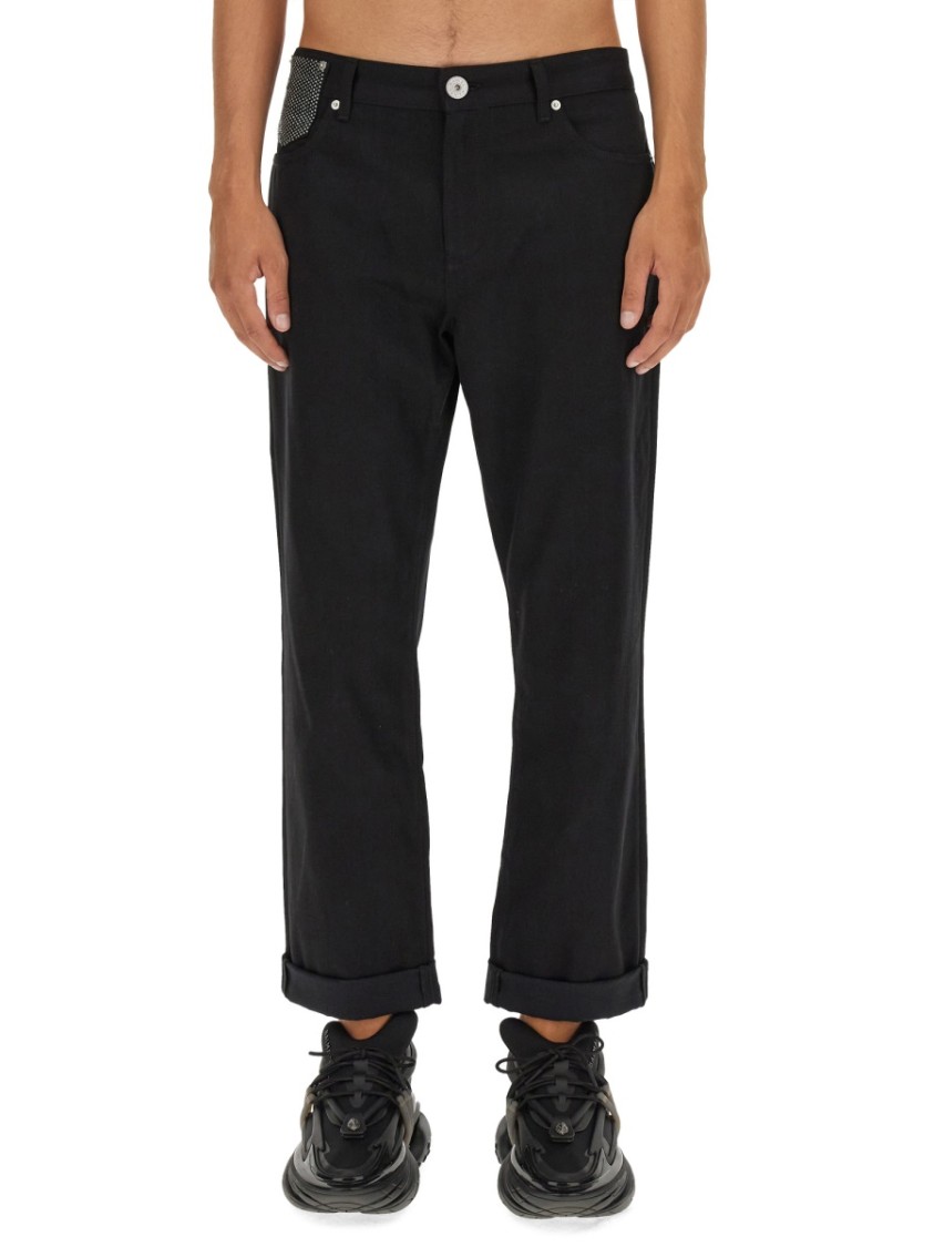 Balmain Regular Fit Black Denim Jeans Zwart