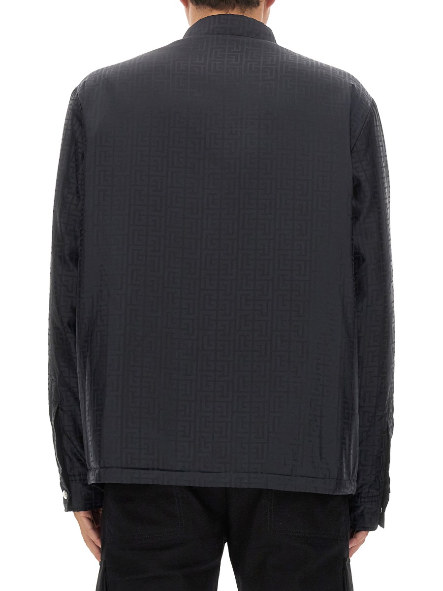 Balmain Casual Black Jacket With Embossed Pattern Zwart
