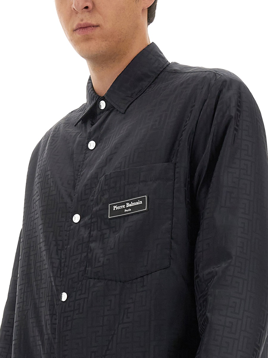 Balmain Casual Black Jacket With Embossed Pattern Zwart