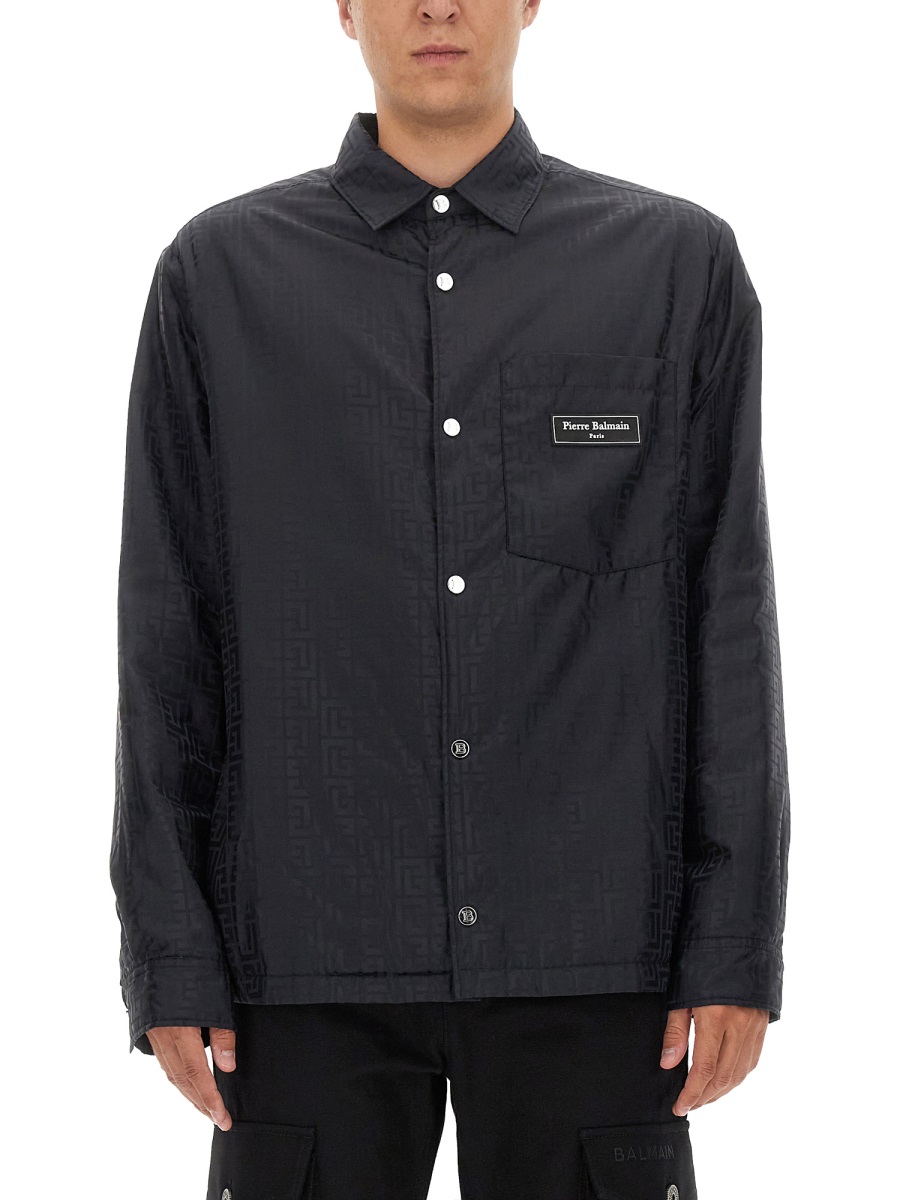 Balmain Casual Black Jacket With Embossed Pattern Zwart