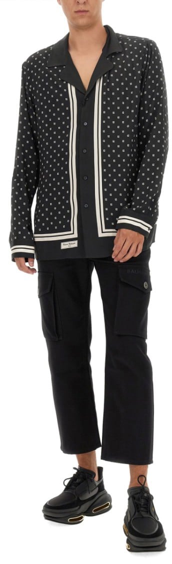 Balmain Cropped Black Cargo Pants Zwart