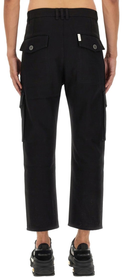 Balmain Cropped Black Cargo Pants Zwart