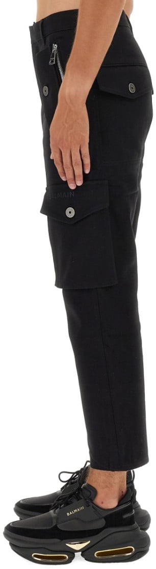 Balmain Cropped Black Cargo Pants Zwart