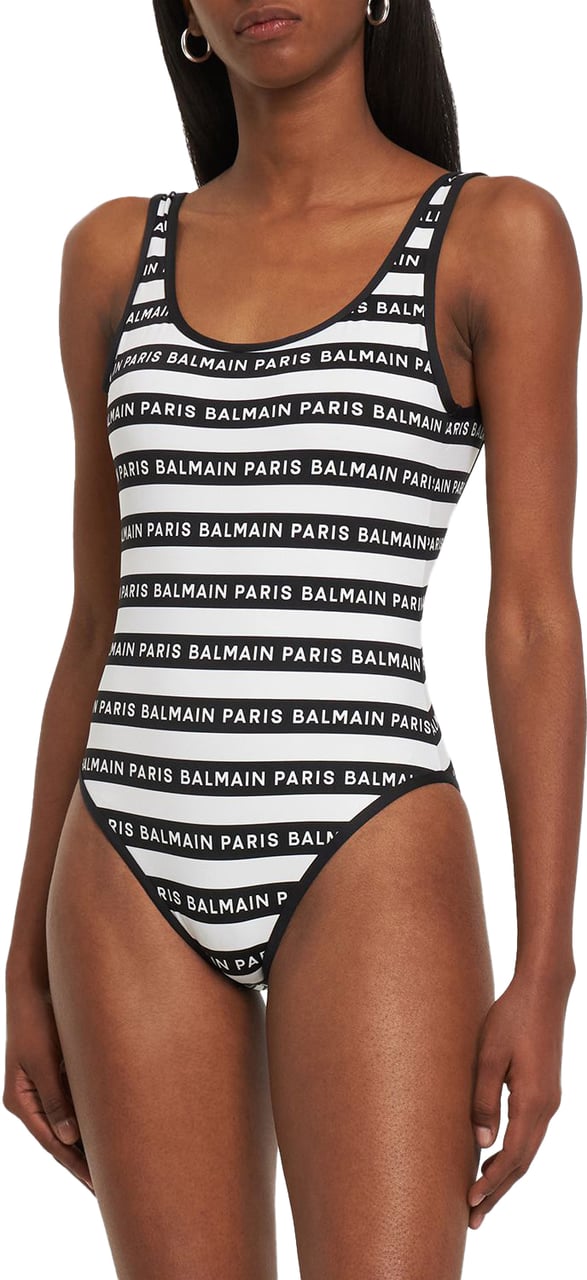 Balmain One-piece swimsuit with logo Wit