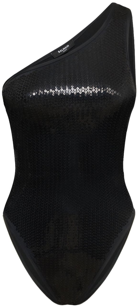Balmain One-shoulder swimsuit Zwart