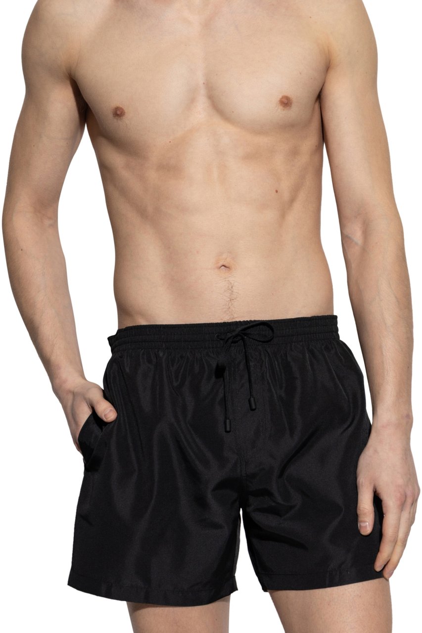 Balmain Embroidered Logo Swim Shorts Zwart