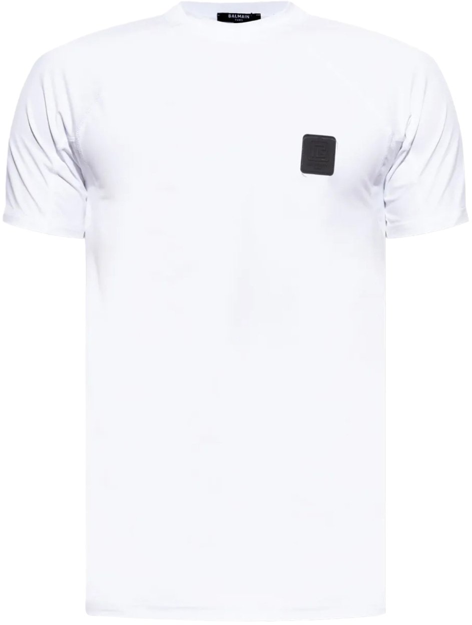 Balmain Raglan Logo Patch T-shirt Wit