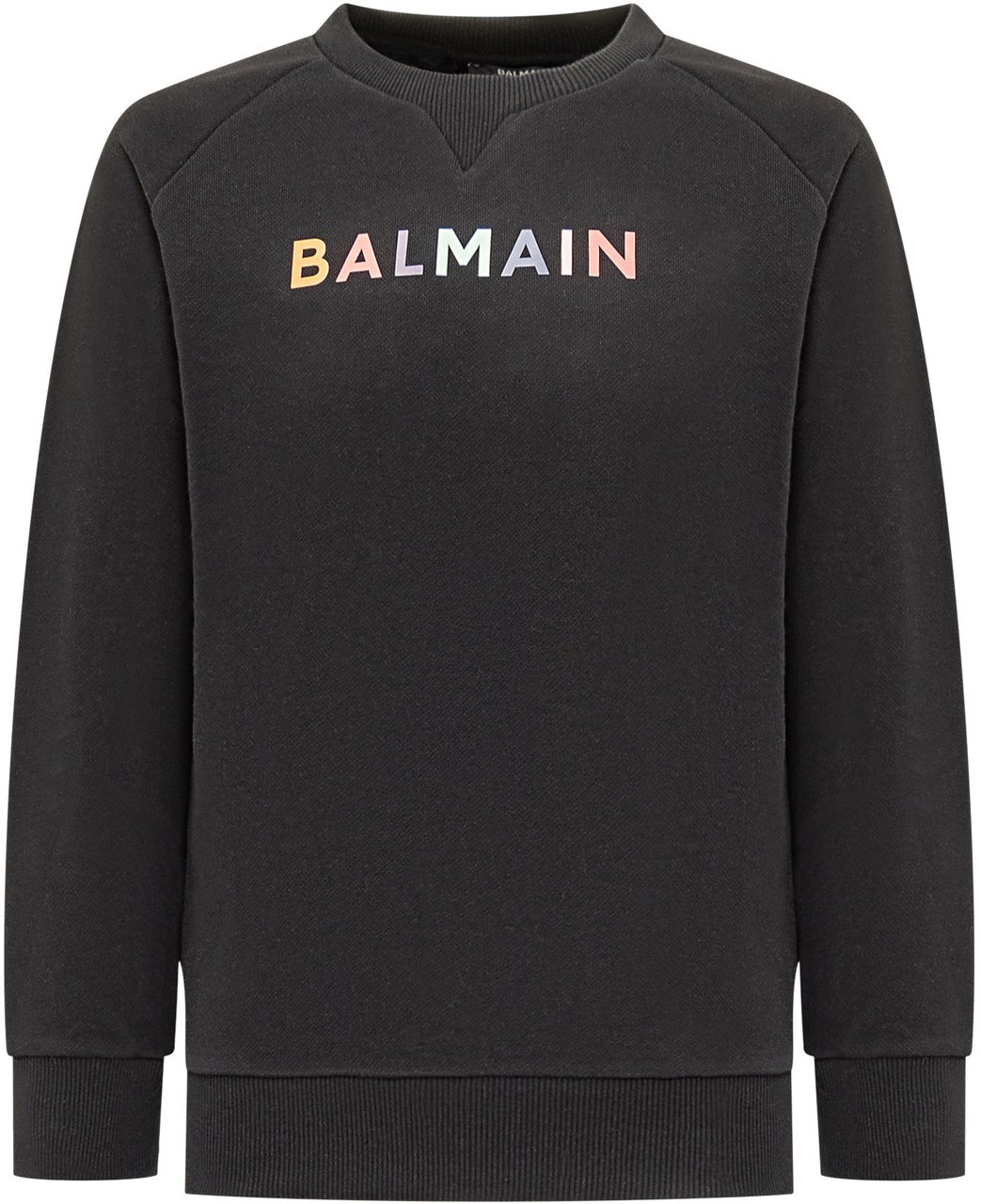 Balmain Felpa Nera Balmain Kids con Logo Multicolor Zwart