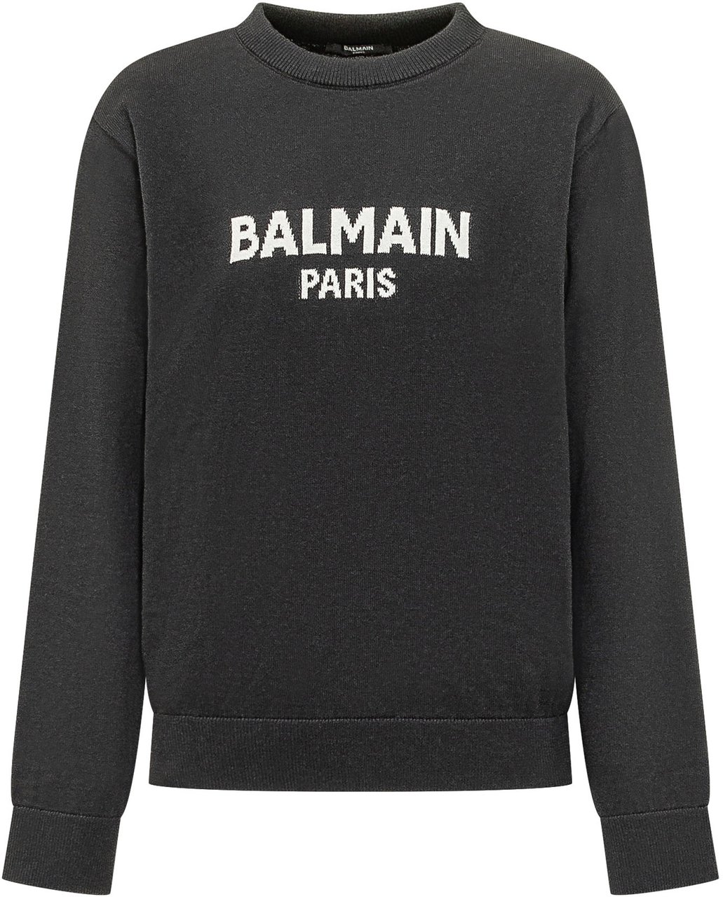 Balmain Felpa Girocollo Con Logo Donkergrijs