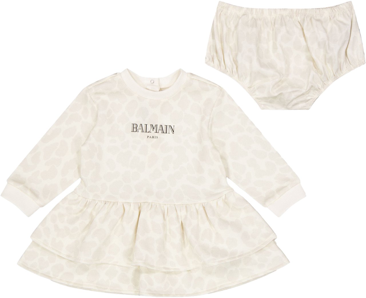 Balmain Balmain Baby Meisjes Jurk In Off White Wit